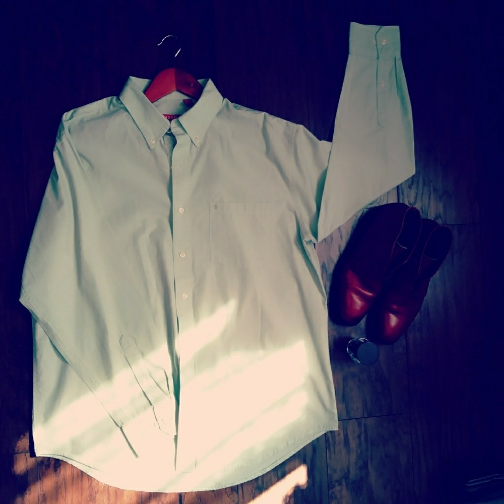Izod light green button down